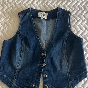 Madden NYC Dark Denim Button Front Vest Sz S